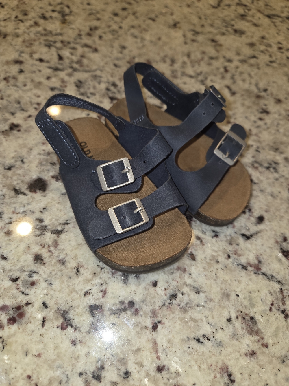 Old Navy Navy Blue Double-Buckle Kids Sandals 12-18 Months